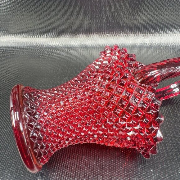 Westmoreland Red Glass English Hobnail Pattern Basket Cadmium Amberina UV Glow - Picture 12 of 16